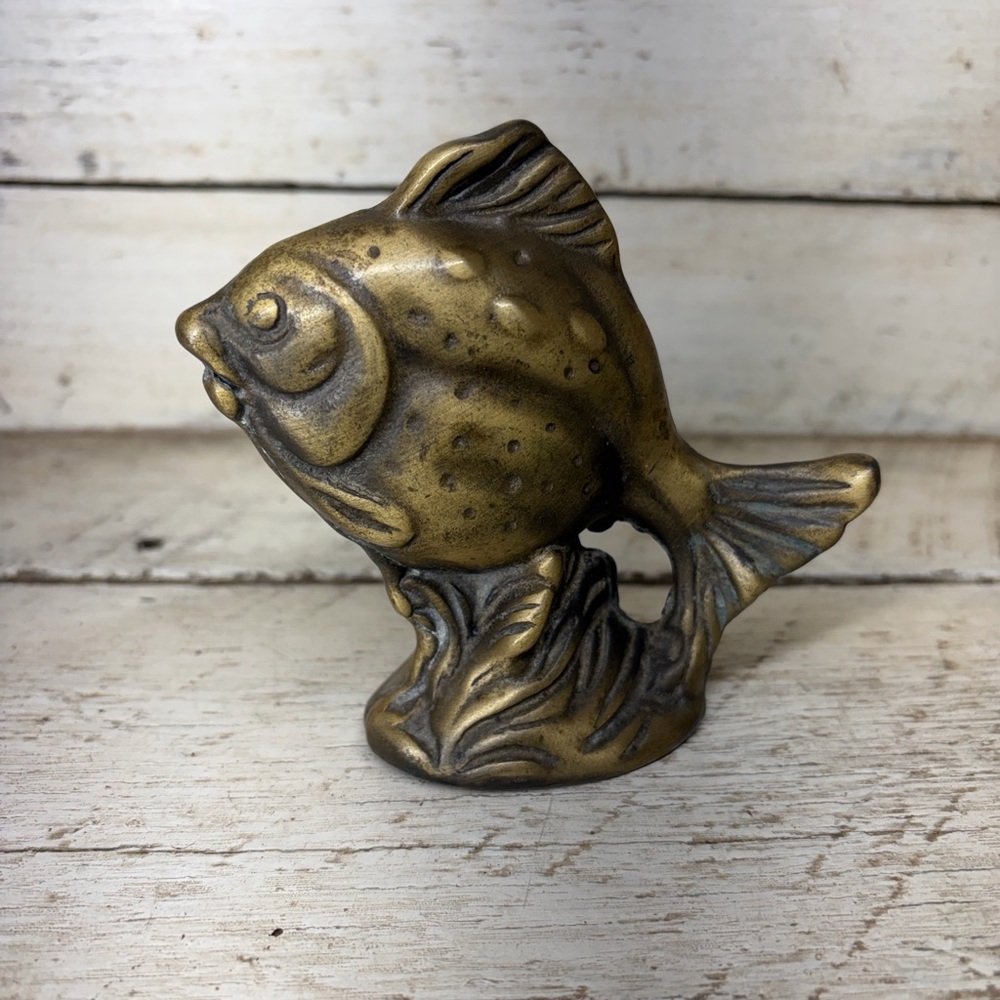 RARE Mid-Century Brass Goldfish Collectible Figurine